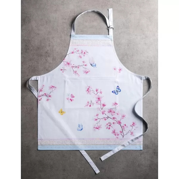 Maison d Hermine 100 Cotton Kitchen Apron with an Adjustable Neck with Long Ties for Women Men Chef15  Blossoms in Spring