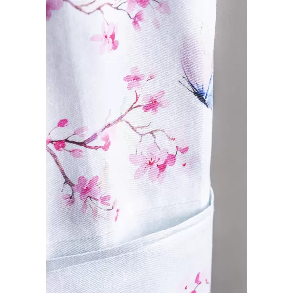 Maison d Hermine 100 Cotton Kitchen Apron with an Adjustable Neck with Long Ties for Women Men Chef15  Blossoms in Spring