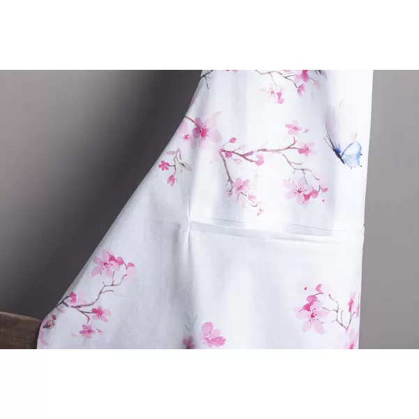 Maison d Hermine 100 Cotton Kitchen Apron with an Adjustable Neck with Long Ties for Women Men Chef15  Blossoms in Spring