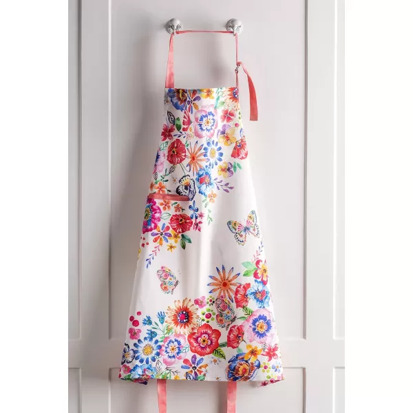 Maison d Hermine 100 Cotton Kitchen Apron with an Adjustable Neck with Long Ties for Women Men Chef16  Happy Florals  High Summer