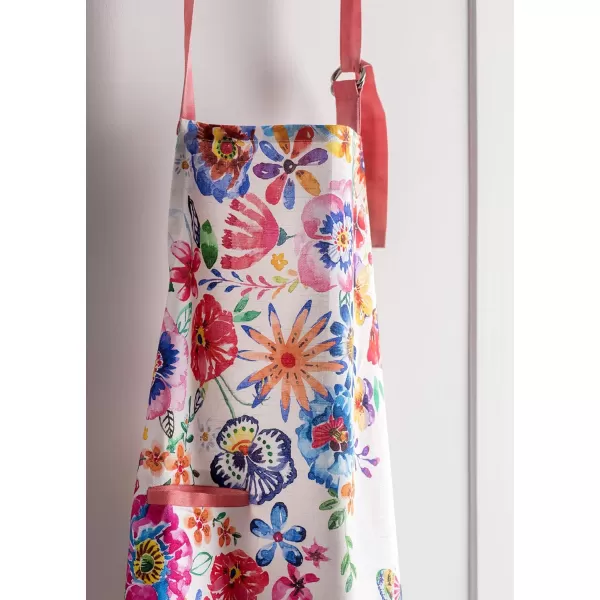 Maison d Hermine 100 Cotton Kitchen Apron with an Adjustable Neck with Long Ties for Women Men Chef16  Happy Florals  High Summer