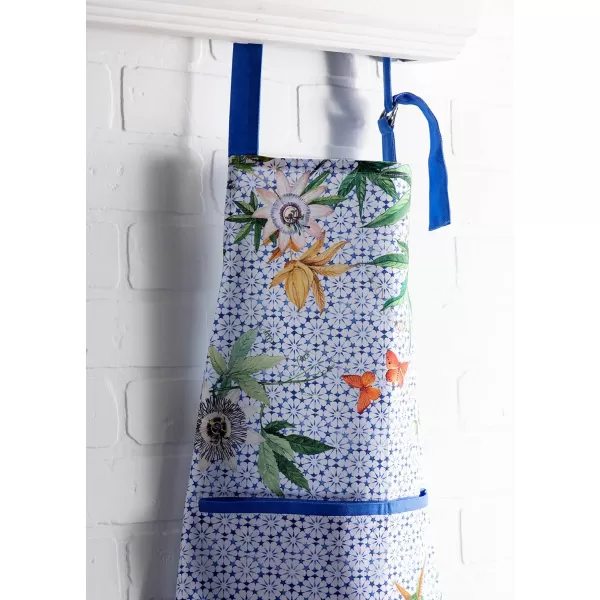 Maison d Hermine 100 Cotton Kitchen Apron with an Adjustable Neck with Long Ties for Women Men Chef21  Passiflora