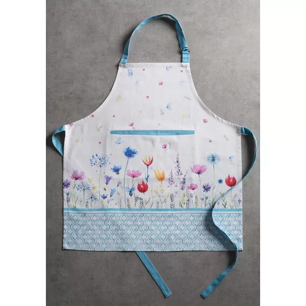 Maison d Hermine 100 Cotton Kitchen Apron with an Adjustable Neck with Long Ties for Women Men Chef32  Flower in the Field