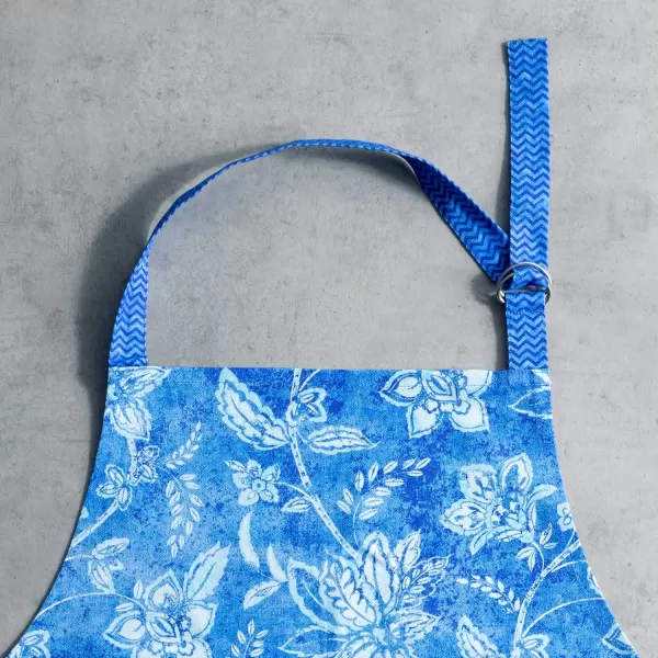 Maison d Hermine 100 Cotton Kitchen Apron with an Adjustable Neck with Long Ties for Women Men Chef36  Indigo Love