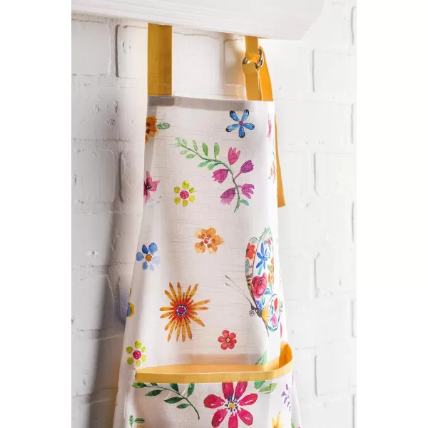 Maison d Hermine 100 Cotton Kitchen Apron with an Adjustable Neck with Long Ties for Women Men Chef39  Happy Florals  Sweety