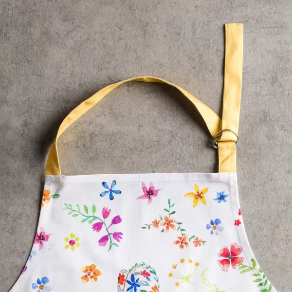 Maison d Hermine 100 Cotton Kitchen Apron with an Adjustable Neck with Long Ties for Women Men Chef39  Happy Florals  Sweety
