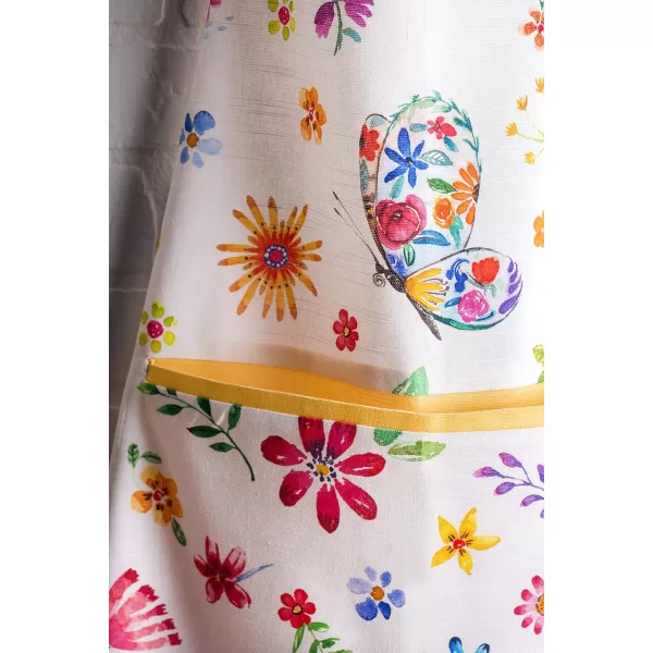 Maison d Hermine 100 Cotton Kitchen Apron with an Adjustable Neck with Long Ties for Women Men Chef39  Happy Florals  Sweety