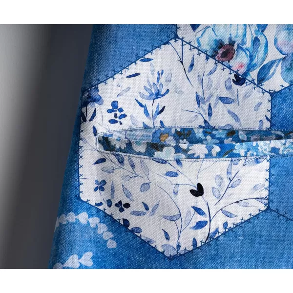 Maison d Hermine 100 Cotton Kitchen Apron with an Adjustable Neck with Long Ties for Women Men Chef41  Summer Blues