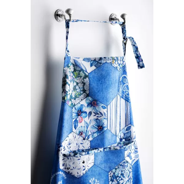 Maison d Hermine 100 Cotton Kitchen Apron with an Adjustable Neck with Long Ties for Women Men Chef41  Summer Blues