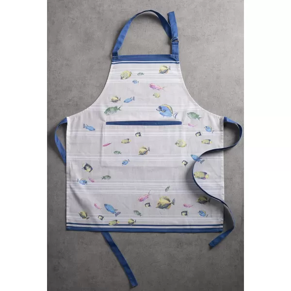 Maison d Hermine 100 Cotton Kitchen Apron with an Adjustable Neck with Long Ties for Women Men Chef44  Poisson