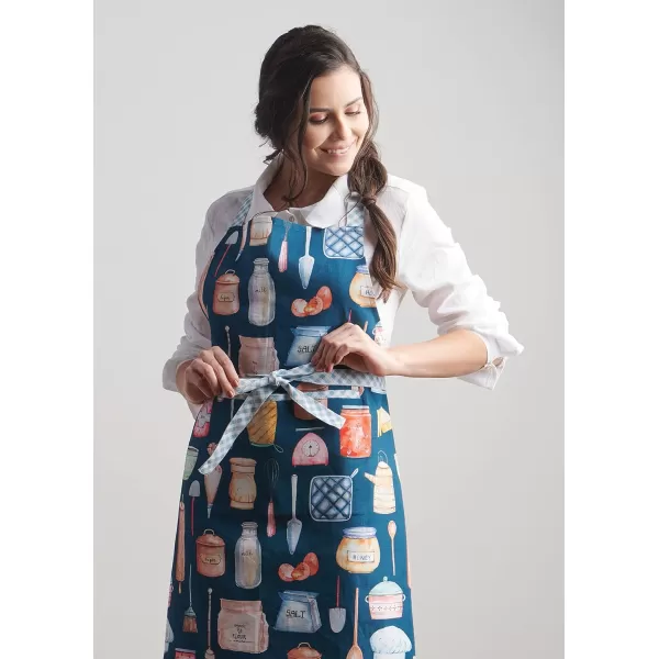 Maison d Hermine Apron 100 Cotton 1 Piece Adjustable Neck Strap Apron with Center Pocket for Home Kitchen  SpringSummer01  Lets Bake