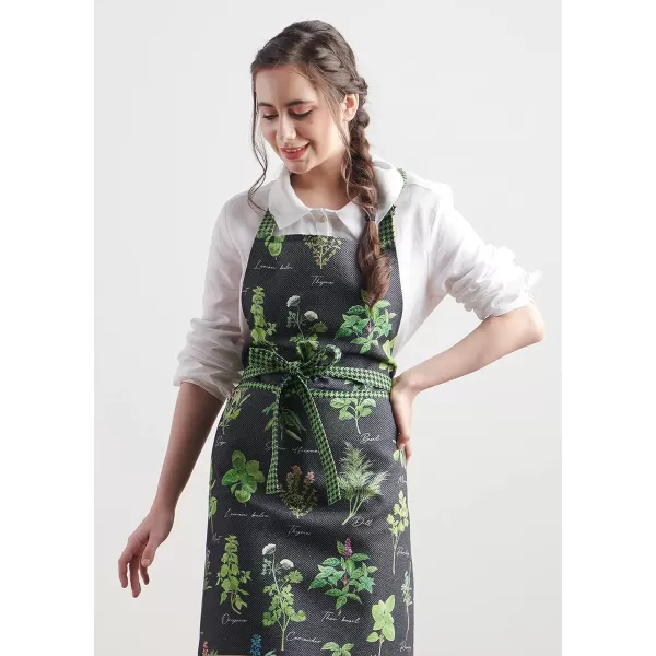 Maison d Hermine Apron 100 Cotton 1 Piece Adjustable Neck Strap Apron with Center Pocket for Home Kitchen  SpringSummer03  Fresh Herbs