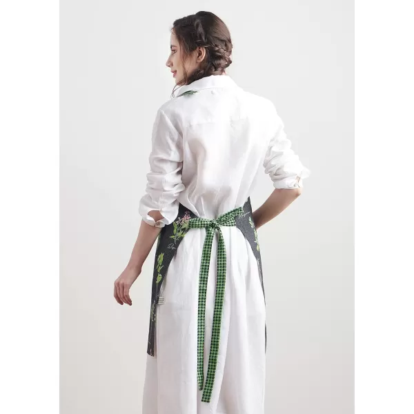 Maison d Hermine Apron 100 Cotton 1 Piece Adjustable Neck Strap Apron with Center Pocket for Home Kitchen  SpringSummer03  Fresh Herbs