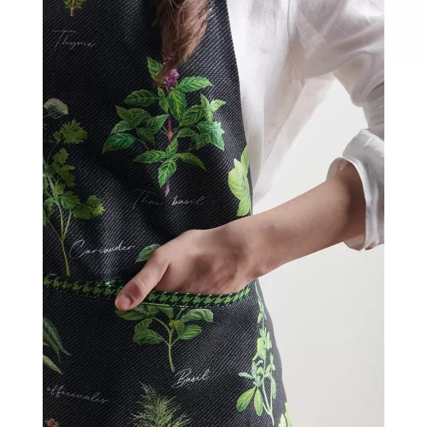 Maison d Hermine Apron 100 Cotton 1 Piece Adjustable Neck Strap Apron with Center Pocket for Home Kitchen  SpringSummer03  Fresh Herbs