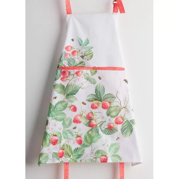 Maison d Hermine Apron 100 Cotton 1 Piece Adjustable Neck Strap Apron with Center Pocket for Home Kitchen  SpringSummer06  Strawberry Summer