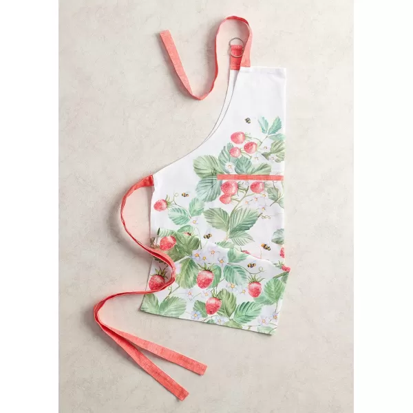 Maison d Hermine Apron 100 Cotton 1 Piece Adjustable Neck Strap Apron with Center Pocket for Home Kitchen  SpringSummer06  Strawberry Summer