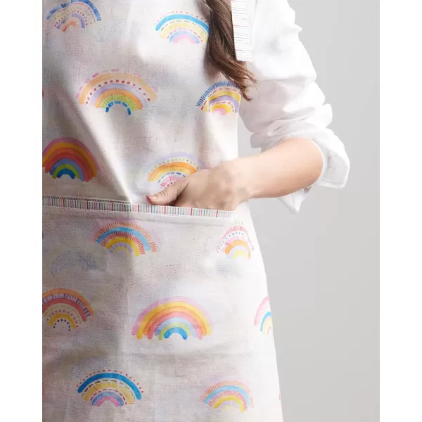 Maison d Hermine Apron 100 Cotton 1 Piece Adjustable Neck Strap Apron with Center Pocket for Home Kitchen  SpringSummer09  the Rainbow