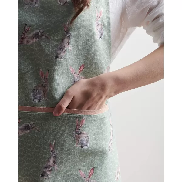 Maison d Hermine Apron 100 Cotton 1 Piece Adjustable Neck Strap Apron with Center Pocket for Home Kitchen  SpringSummer11  Rabbits at Dawn