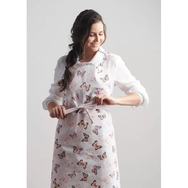 Maison d Hermine Apron 100 Cotton 1 Piece Adjustable Neck Strap Apron with Center Pocket for Home Kitchen  SpringSummer12  Butterflies