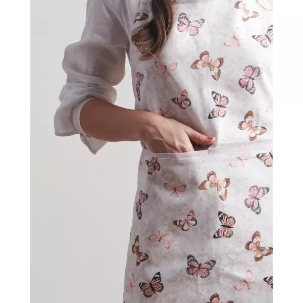 Maison d Hermine Apron 100 Cotton 1 Piece Adjustable Neck Strap Apron with Center Pocket for Home Kitchen  SpringSummer12  Butterflies