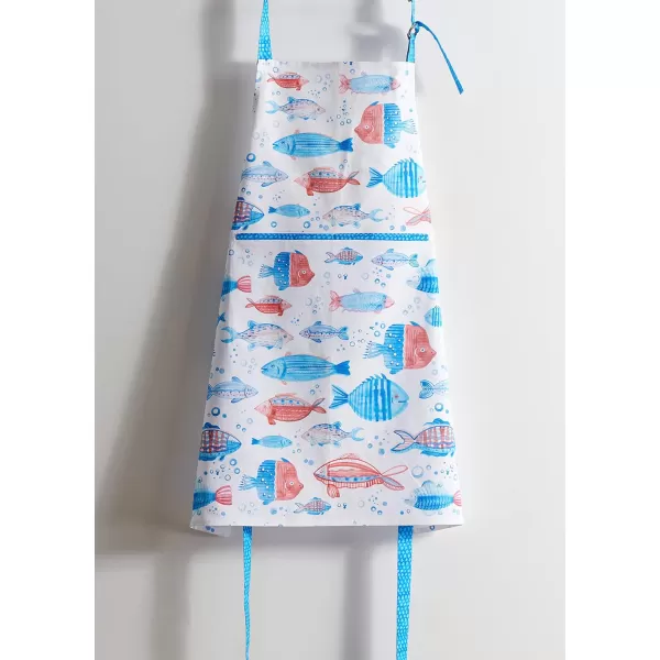 Maison d Hermine Apron 100 Cotton 1 Piece Adjustable Neck Strap Apron with Center Pocket for Home Kitchen  SpringSummer14  Breton Fishes