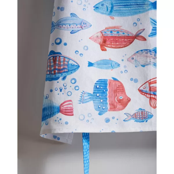 Maison d Hermine Apron 100 Cotton 1 Piece Adjustable Neck Strap Apron with Center Pocket for Home Kitchen  SpringSummer14  Breton Fishes