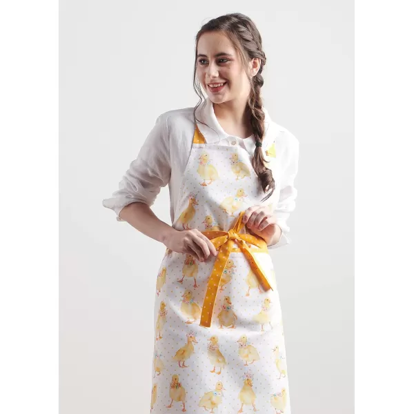 Maison d Hermine Apron 100 Cotton 1 Piece Adjustable Neck Strap Apron with Center Pocket for Home Kitchen  SpringSummer18  Ducklings in Spring