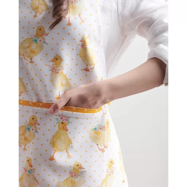 Maison d Hermine Apron 100 Cotton 1 Piece Adjustable Neck Strap Apron with Center Pocket for Home Kitchen  SpringSummer18  Ducklings in Spring