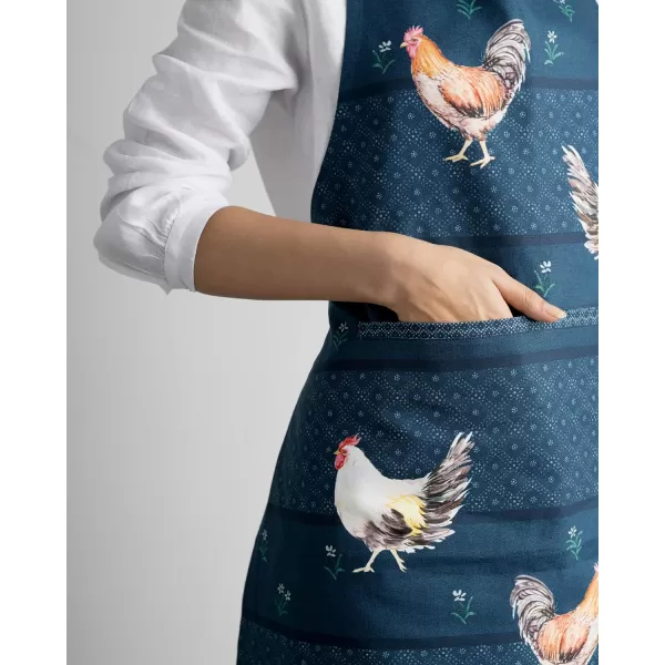 Maison d Hermine Apron 100 Cotton 1 Piece Adjustable Neck Strap Apron with Center Pocket for Home Kitchen  SpringSummer21  Meadow Rooster