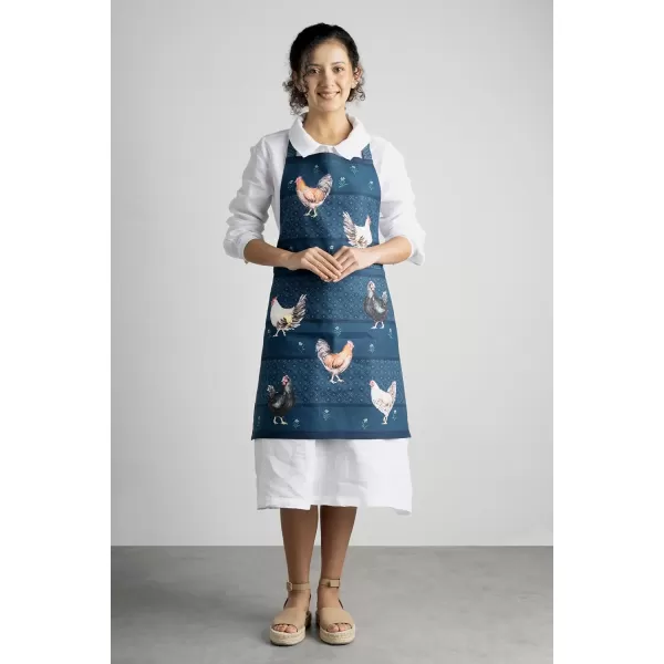 Maison d Hermine Apron 100 Cotton 1 Piece Adjustable Neck Strap Apron with Center Pocket for Home Kitchen  SpringSummer21  Meadow Rooster