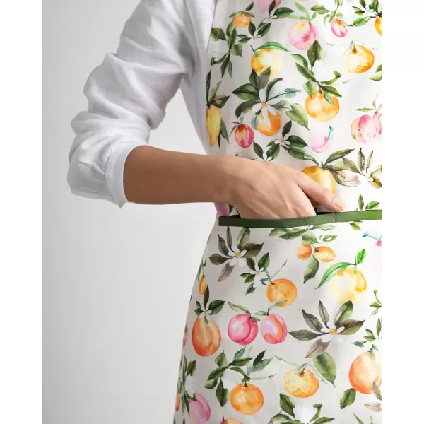 Maison d Hermine Apron 100 Cotton 1 Piece Adjustable Neck Strap Apron with Center Pocket for Home Kitchen  SpringSummer22  Soleil Fruite