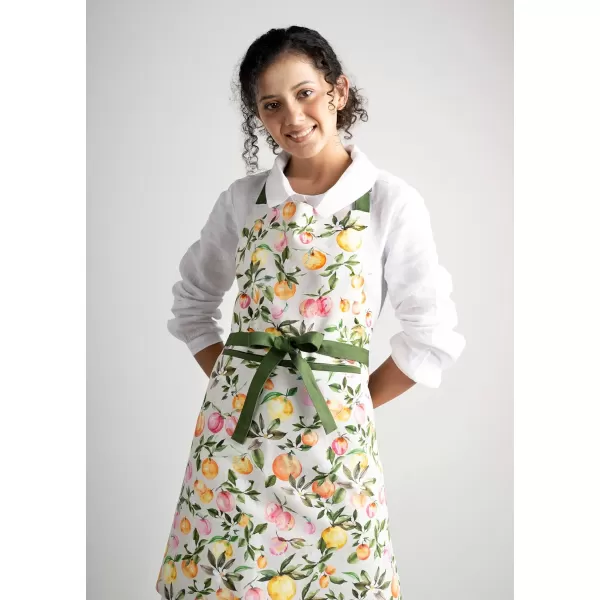 Maison d Hermine Apron 100 Cotton 1 Piece Adjustable Neck Strap Apron with Center Pocket for Home Kitchen  SpringSummer22  Soleil Fruite