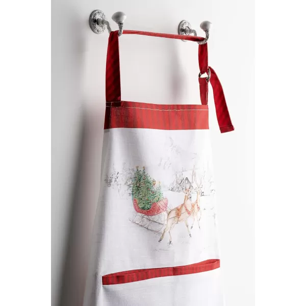 Maison d Hermine Apron 100 Cotton 2750 Inch x 3150 Inch 1 Piece Adjustable Neck Strap Cloth Apron with Center Pocket amp Long Ties for Gifts Chef Women amp Men Damask  ThanksgivingChristmas32  Christmas Tradition