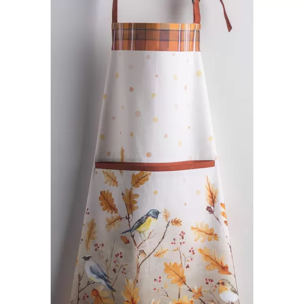 Maison d Hermine Apron 100 Cotton 2750 Inch x 3150 Inch 1 Piece Adjustable Neck Strap Cloth Apron with Center Pocket amp Long Ties for Gifts Chef Women amp Men Damask  ThanksgivingChristmas14  Oak Leaves