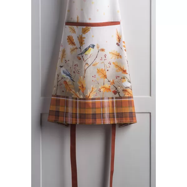 Maison d Hermine Apron 100 Cotton 2750 Inch x 3150 Inch 1 Piece Adjustable Neck Strap Cloth Apron with Center Pocket amp Long Ties for Gifts Chef Women amp Men Damask  ThanksgivingChristmas14  Oak Leaves