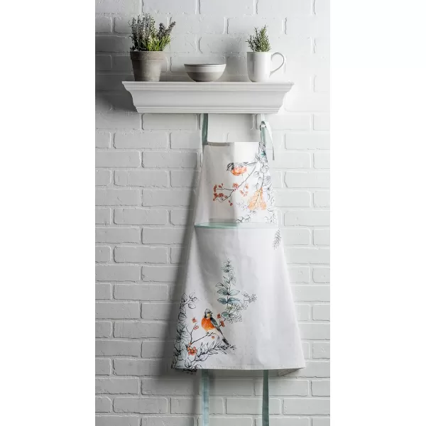 Maison d Hermine Apron 100 Cotton 2750 Inch x 3150 Inch 1 Piece Adjustable Neck Strap Cloth Apron with Center Pocket amp Long Ties for Gifts Chef Women amp Men Damask  ThanksgivingChristmas13  Whitish Shabby Chique