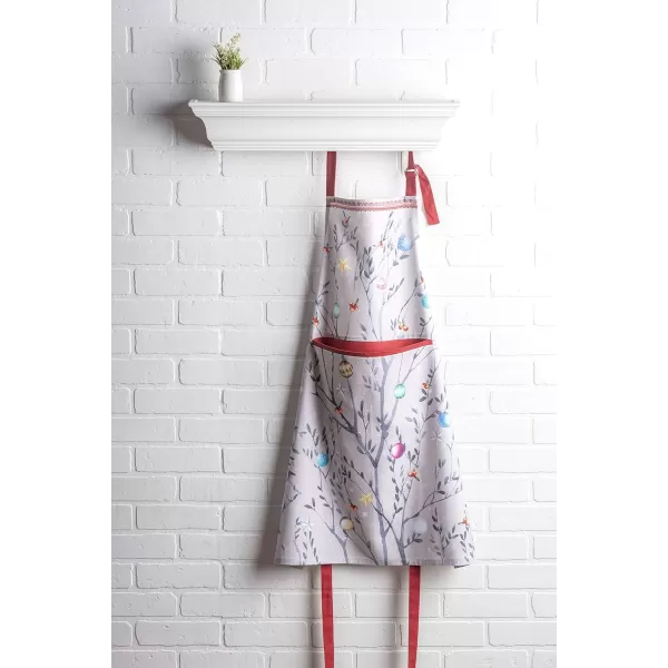 Maison d Hermine Apron 100 Cotton 2750 Inch x 3150 Inch 1 Piece Adjustable Neck Strap Cloth Apron with Center Pocket amp Long Ties for Gifts Chef Women amp Men Damask  ThanksgivingChristmas21  Fairy Christmas