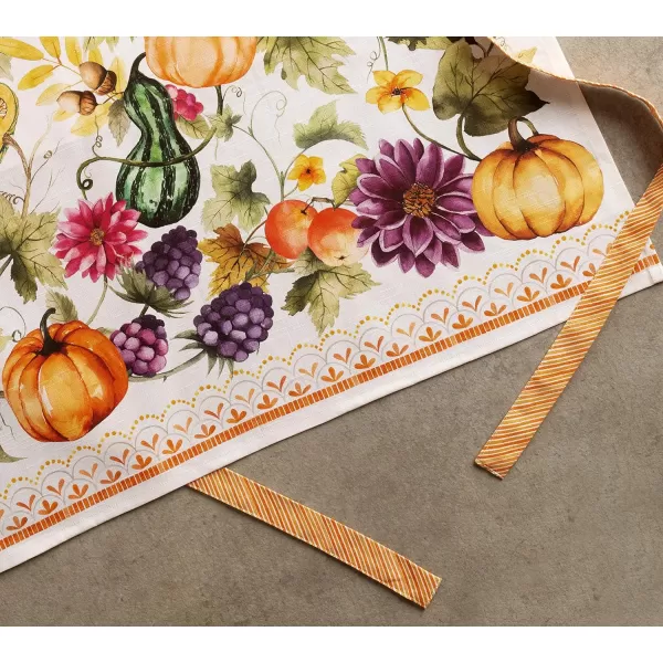 Maison d Hermine Apron 100 Cotton 2750 Inch x 3150 Inch 1 Piece Adjustable Neck Strap Cloth Apron with Center Pocket amp Long Ties for Gifts Chef Women amp Men Damask  ThanksgivingChristmas19  Pumpkin Garden  Cloudy Cream