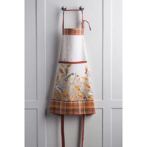 Maison d Hermine Apron 100 Cotton 2750 Inch x 3150 Inch 1 Piece Adjustable Neck Strap Cloth Apron with Center Pocket amp Long Ties for Gifts Chef Women amp Men Damask  ThanksgivingChristmas14  Oak Leaves