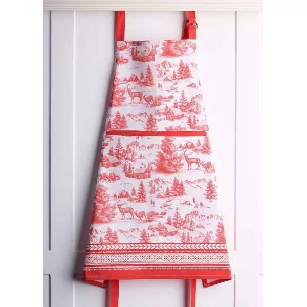 Maison d Hermine Apron 100 Cotton 2750 Inch x 3150 Inch 1 Piece Adjustable Neck Strap Cloth Apron with Center Pocket amp Long Ties for Gifts Chef Women amp Men Damask  ThanksgivingChristmas46  Winter Jouy