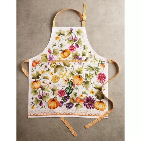 Maison d Hermine Apron 100 Cotton 2750 Inch x 3150 Inch 1 Piece Adjustable Neck Strap Cloth Apron with Center Pocket amp Long Ties for Gifts Chef Women amp Men Damask  ThanksgivingChristmas19  Pumpkin Garden  Cloudy Cream
