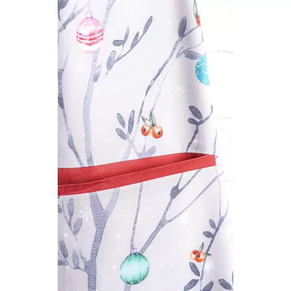 Maison d Hermine Apron 100 Cotton 2750 Inch x 3150 Inch 1 Piece Adjustable Neck Strap Cloth Apron with Center Pocket amp Long Ties for Gifts Chef Women amp Men Damask  ThanksgivingChristmas21  Fairy Christmas