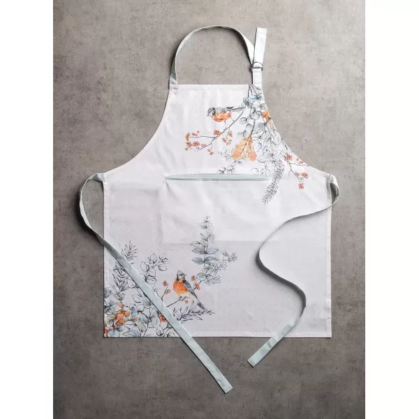 Maison d Hermine Apron 100 Cotton 2750 Inch x 3150 Inch 1 Piece Adjustable Neck Strap Cloth Apron with Center Pocket amp Long Ties for Gifts Chef Women amp Men Damask  ThanksgivingChristmas13  Whitish Shabby Chique