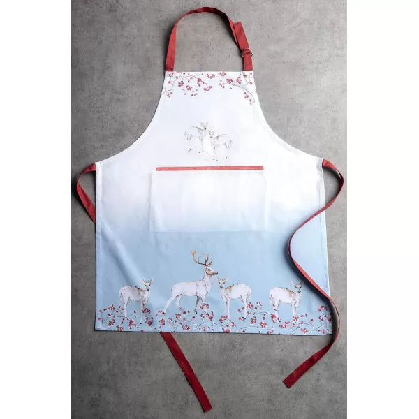 Maison d Hermine Apron 100 Cotton 2750 Inch x 3150 Inch 1 Piece Adjustable Neck Strap Cloth Apron with Center Pocket amp Long Ties for Gifts Chef Women amp Men Damask  ThanksgivingChristmas34  Fairytale Forest