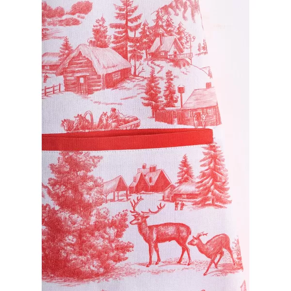 Maison d Hermine Apron 100 Cotton 2750 Inch x 3150 Inch 1 Piece Adjustable Neck Strap Cloth Apron with Center Pocket amp Long Ties for Gifts Chef Women amp Men Damask  ThanksgivingChristmas46  Winter Jouy
