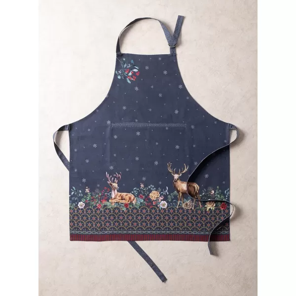 Maison d Hermine Apron 100 Cotton 2750 Inch x 3150 Inch 1 Piece Adjustable Neck Strap Cloth Apron with Center Pocket amp Long Ties for Gifts Chef Women amp Men Damask  ThanksgivingChristmas31  Christmas Joy