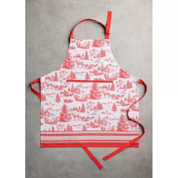 Maison d Hermine Apron 100 Cotton 2750 Inch x 3150 Inch 1 Piece Adjustable Neck Strap Cloth Apron with Center Pocket amp Long Ties for Gifts Chef Women amp Men Damask  ThanksgivingChristmas46  Winter Jouy