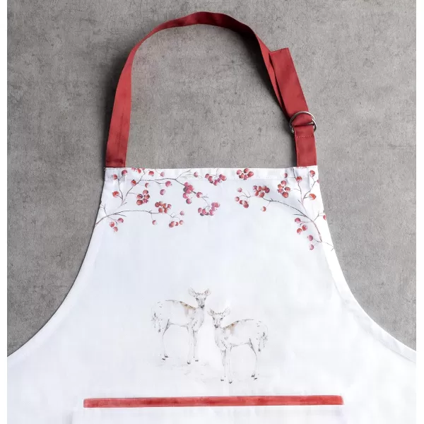 Maison d Hermine Apron 100 Cotton 2750 Inch x 3150 Inch 1 Piece Adjustable Neck Strap Cloth Apron with Center Pocket amp Long Ties for Gifts Chef Women amp Men Damask  ThanksgivingChristmas34  Fairytale Forest