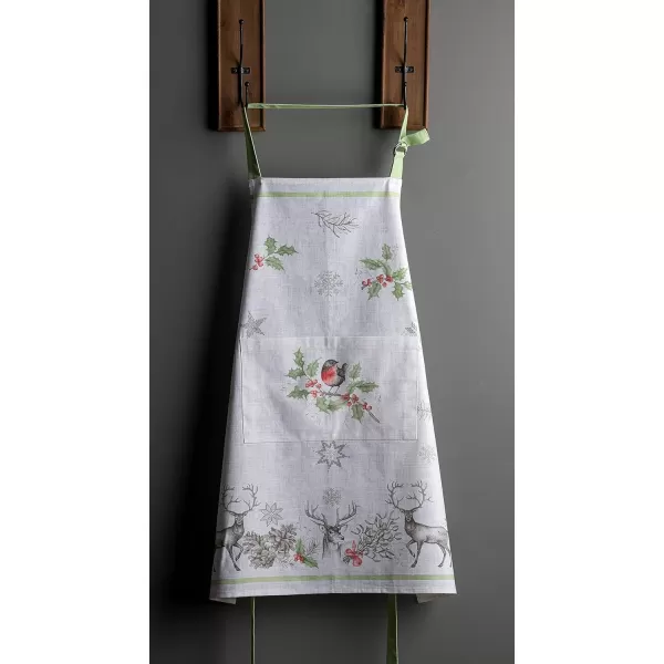 Maison d Hermine Apron 100 Cotton 2750 Inch x 3150 Inch 1 Piece Adjustable Neck Strap Cloth Apron with Center Pocket amp Long Ties for Gifts Chef Women amp Men Damask  ThanksgivingChristmas20  Christmas Dew