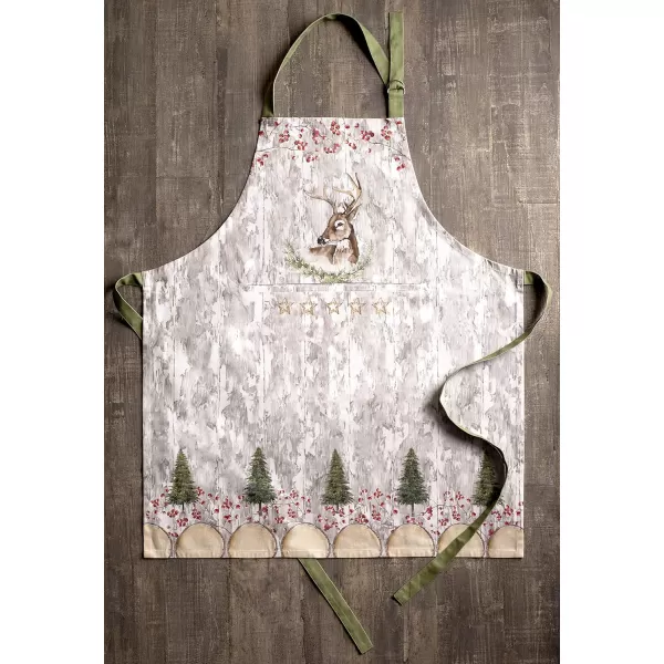 Maison d Hermine Apron 100 Cotton 2750 Inch x 3150 Inch 1 Piece Adjustable Neck Strap Cloth Apron with Center Pocket amp Long Ties for Gifts Chef Women amp Men Damask  ThanksgivingChristmas26  Mountain Life